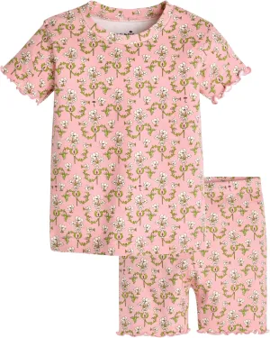 moimoln 6M-8Y Soft Cotton Modal Baby Toddler Pajamas Boys Girls Snug fit Pjs Daily Short Summer Flower Character