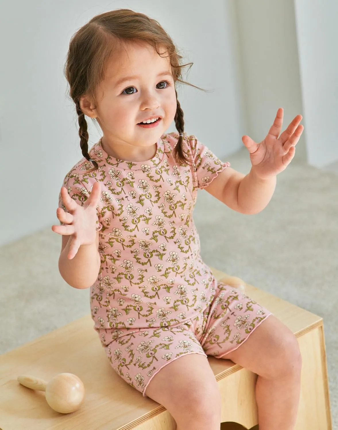 moimoln 6M-8Y Soft Cotton Modal Baby Toddler Pajamas Boys Girls Snug fit Pjs Daily Short Summer Flower Character
