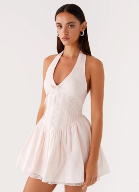 Moira Mini Dress - Pink Deep Hue Subtle Flow
