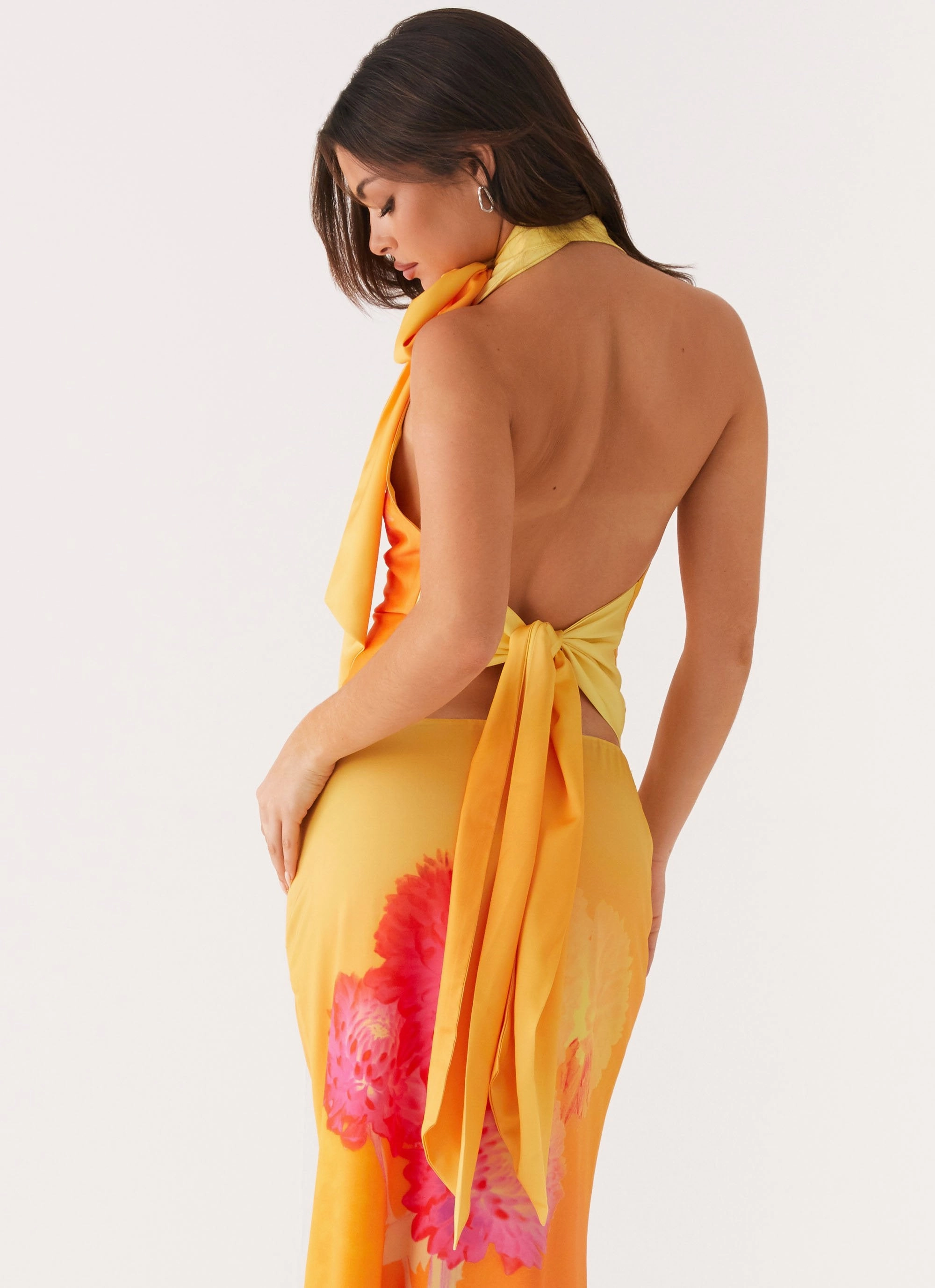 Nala Top - Orange Floral Durable Overlock Stitch