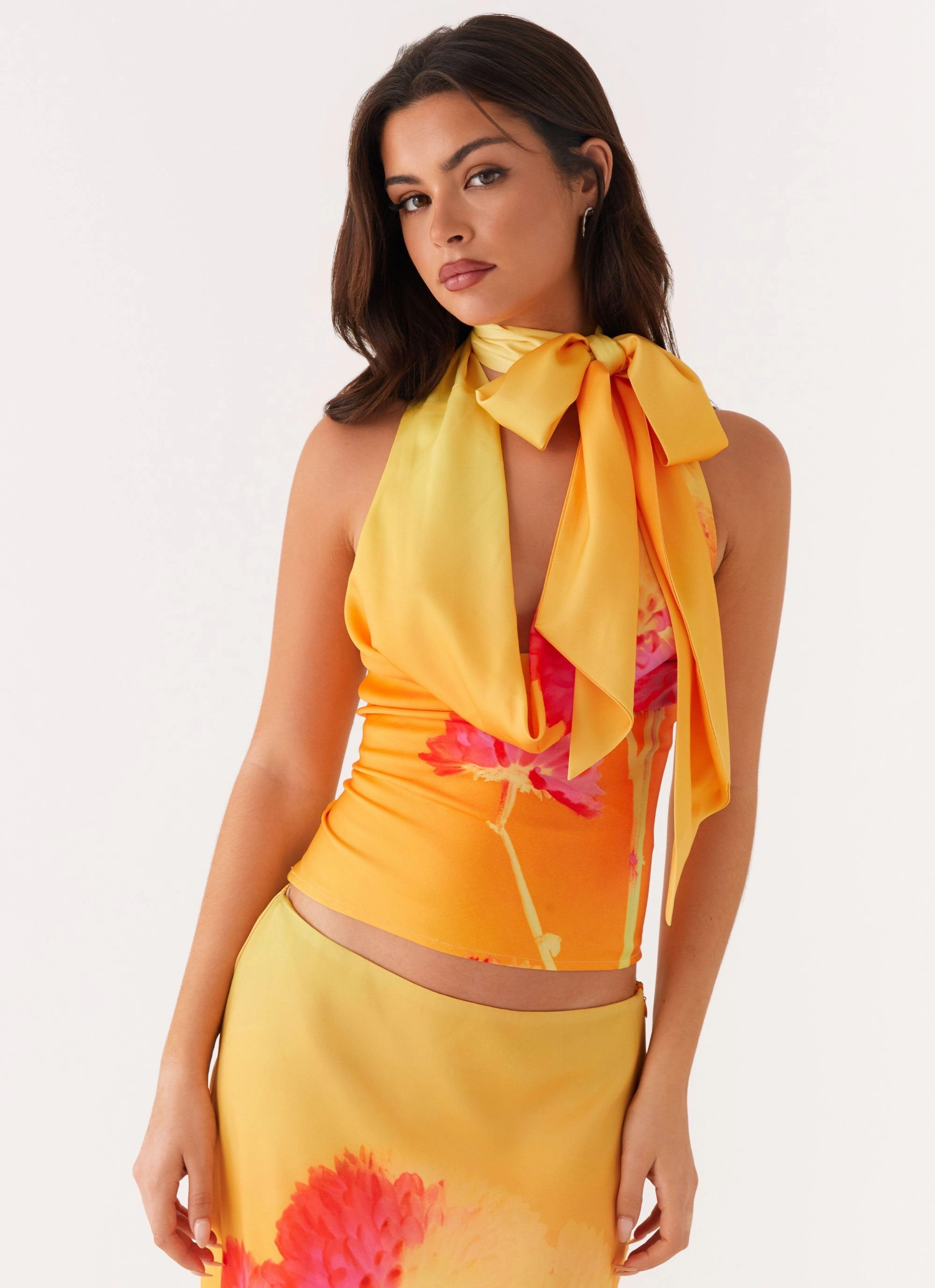 Nala Top - Orange Floral BioBased Fiber