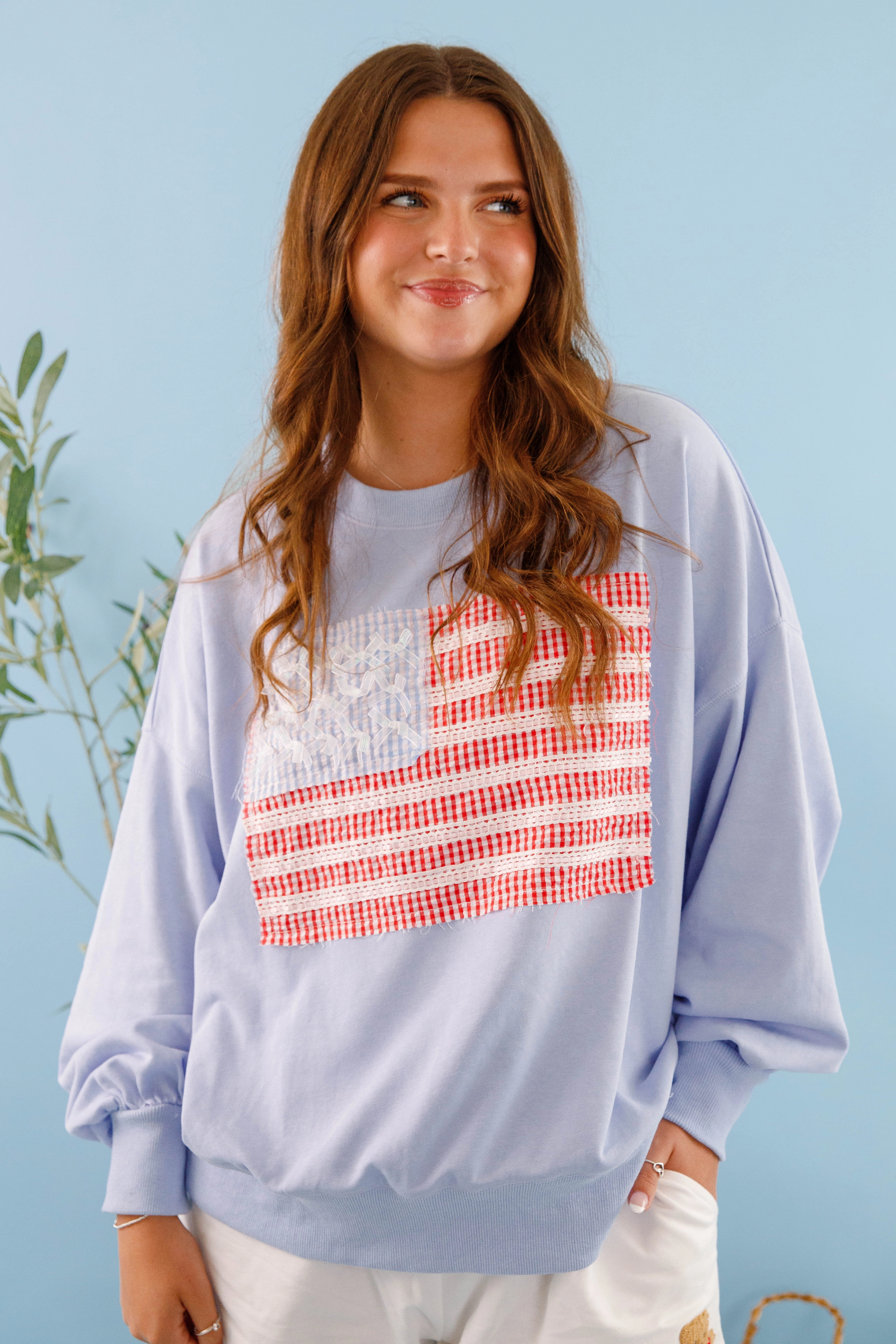 MultiPanelBreathability Thermoregulating Fabric America's Sweetheart Pullover-Blue