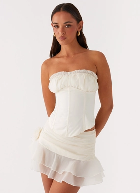 Call Me Never Strapless Corset Top - Ivory Collapsible Packable Style