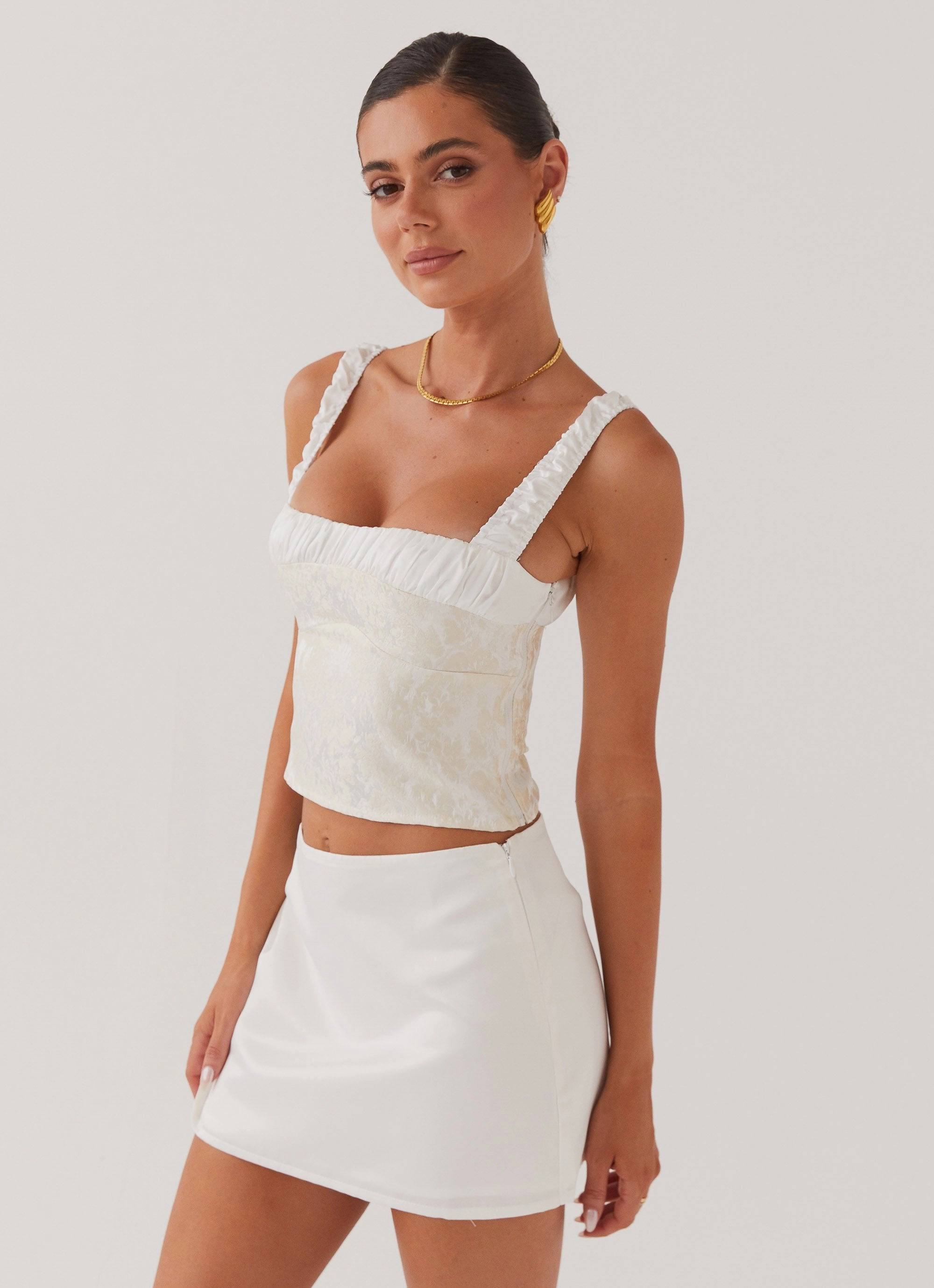Temperature Regulating Fabric Sylvia Satin Mini Skirt - Ivory