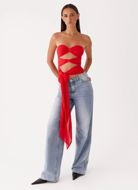 Sunlight Cascade Top - Red Fashionable Fit
