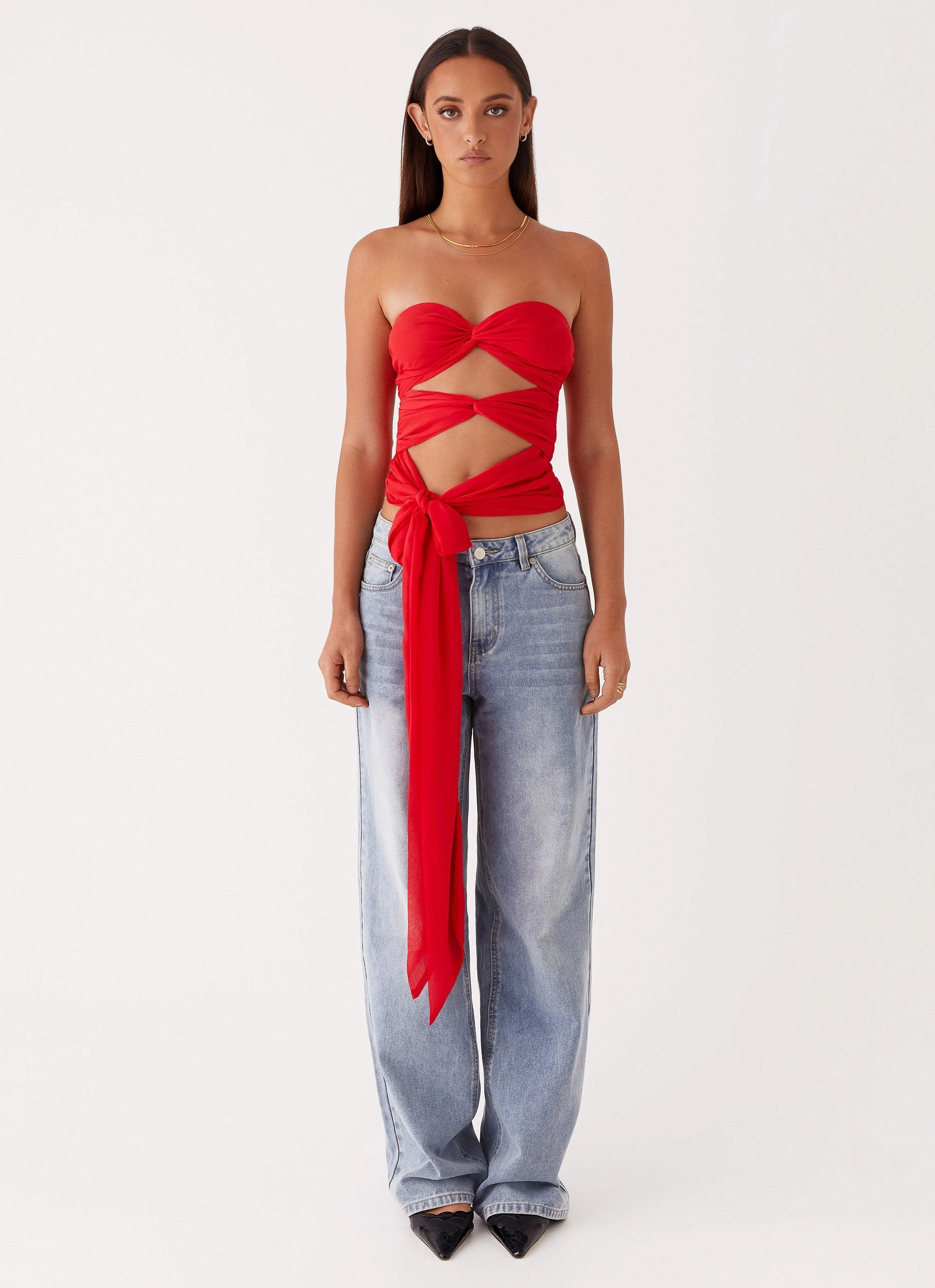 Sunlight Cascade Top - Red Fitted Tank