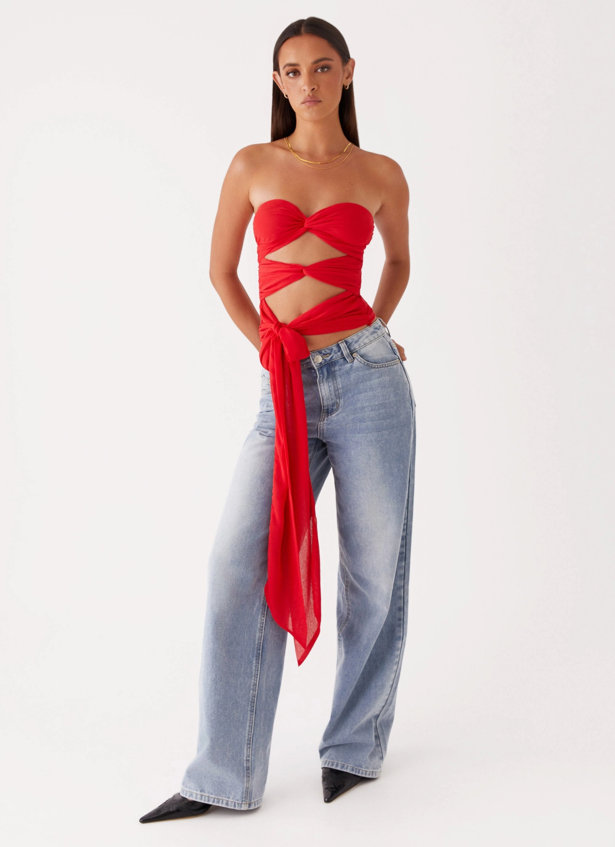 Sunlight Cascade Top - Red Fashionable Fit