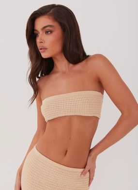 BreathableMesh Emaline Knit Bandeau Top - Beige