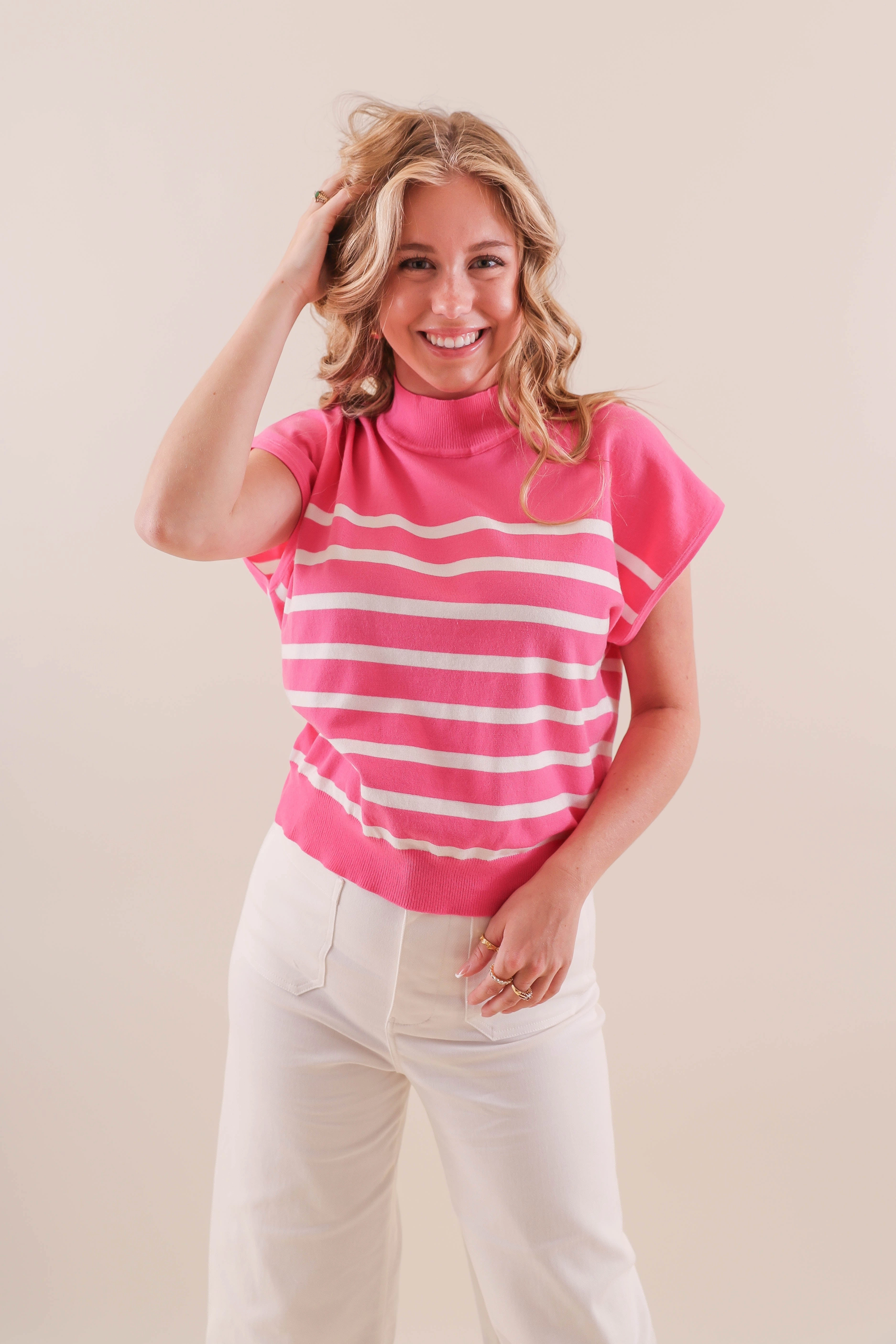 Contrast Stitch Reinforced Hems Happy To See You Blouse