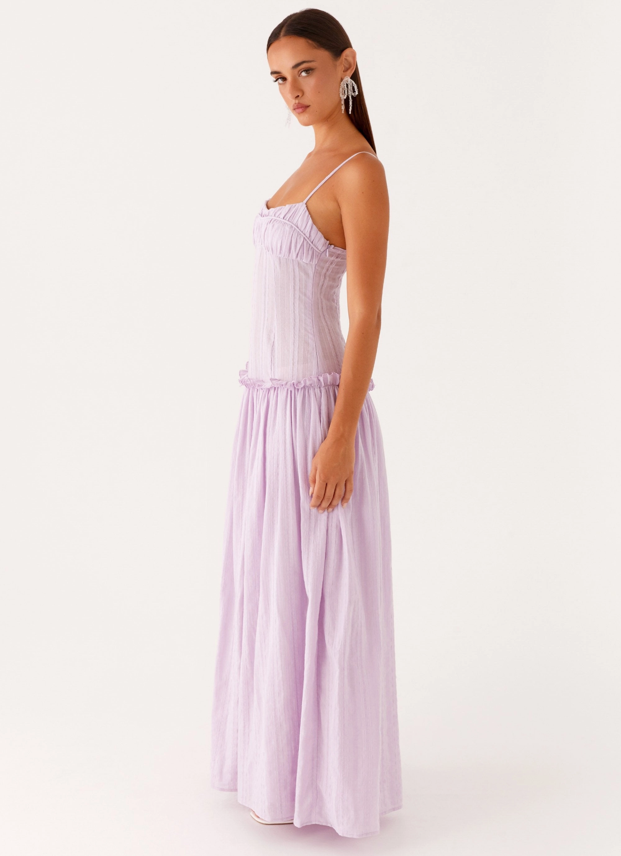 Jacinda Drop Waist Maxi Dress - Lavender Hip-Flattering Elegant Vibe