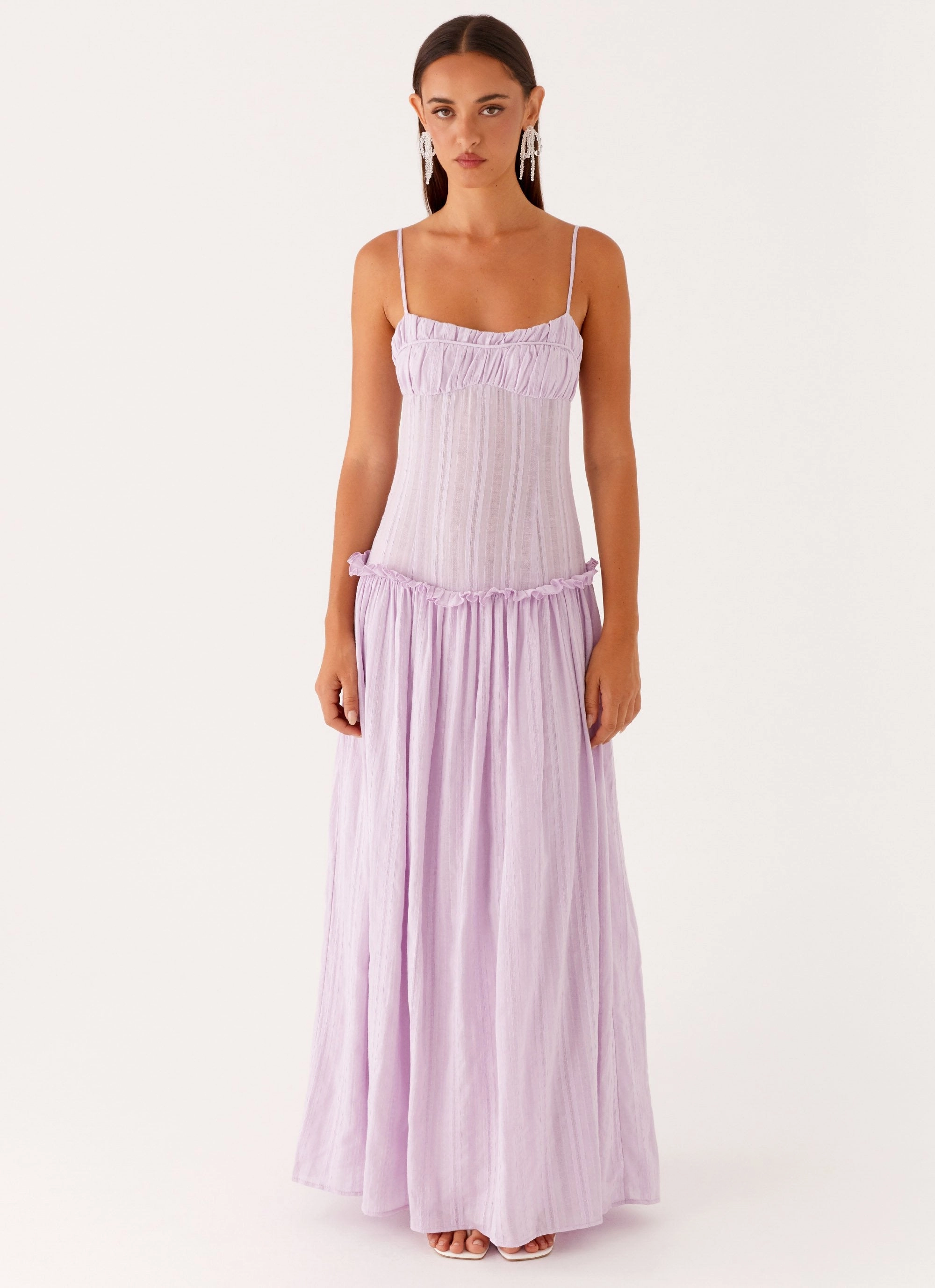 Jacinda Drop Waist Maxi Dress - Lavender Sleeveless