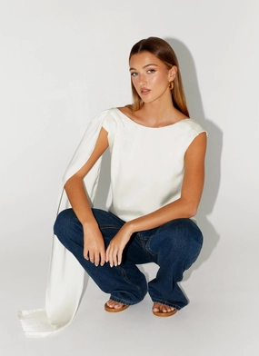 BondedHemline Mojito Cowl Top - Ivory