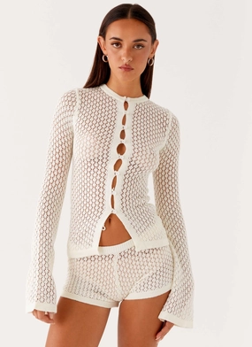 ripstop fabric Relaxed Lines Molly Crochet Mini Shorts - Ivory
