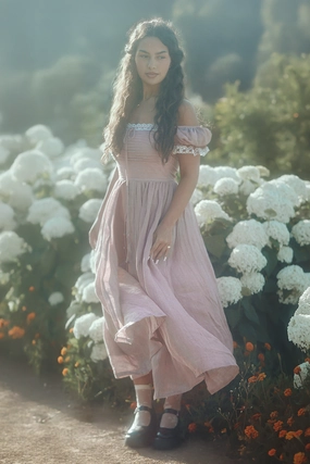 Core Utility Monet Haze 26 | Fairy layered Linen Dress with pintucks
