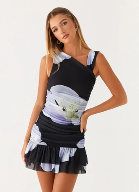 Maverick Mini Dress - Flower Print Slim Form Breathable Style