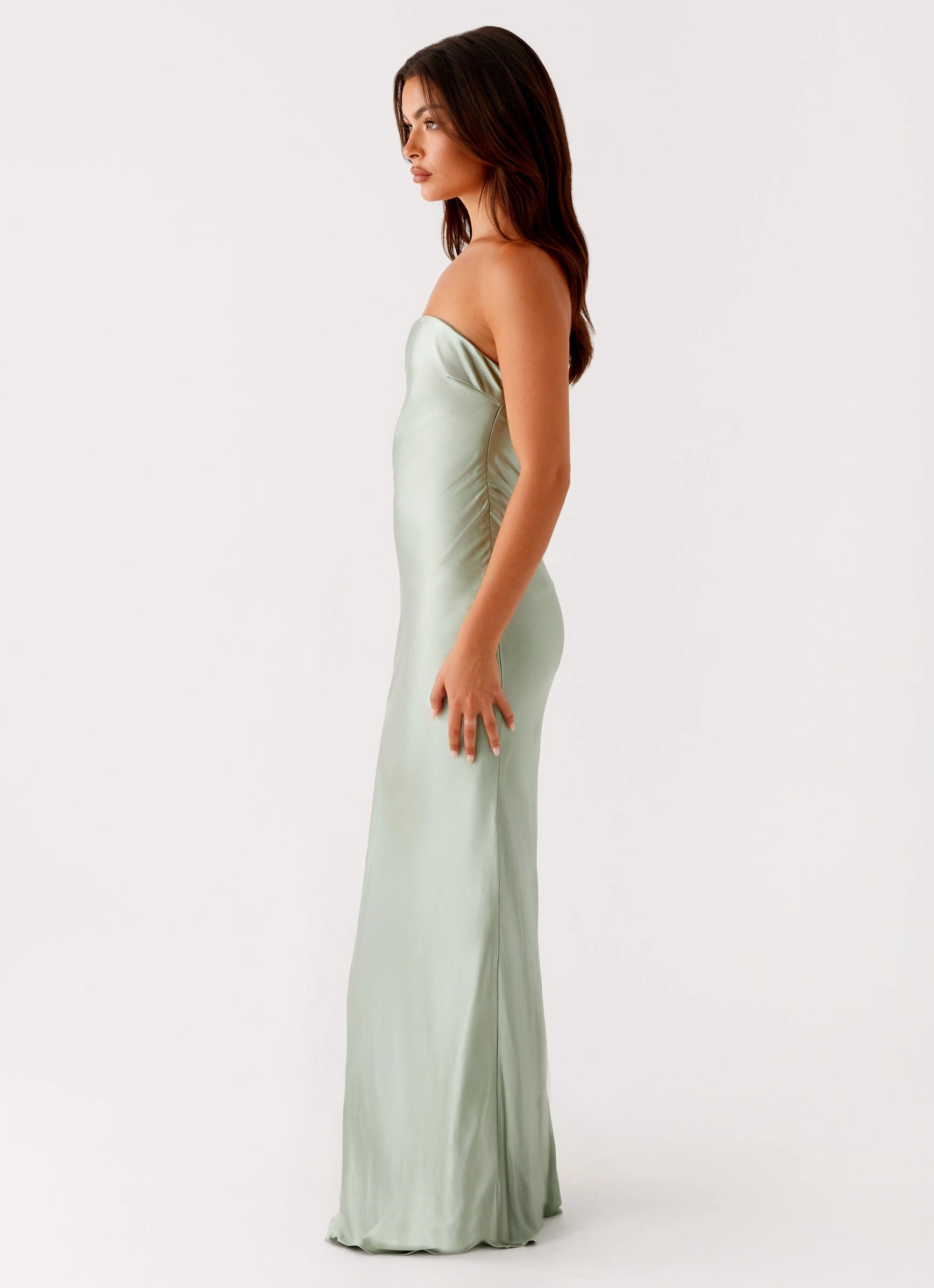 Monte Carlo Maxi Dress - Sage High-Neck Delicate Finish