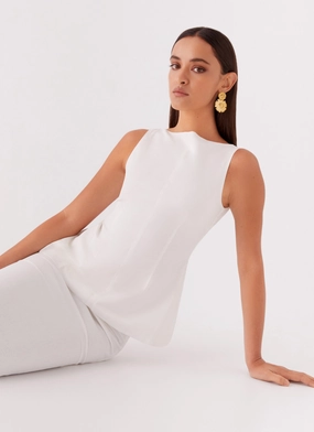 Mooney Linen Top - White Biodegradable Fiber Composition Quick Dry Technology