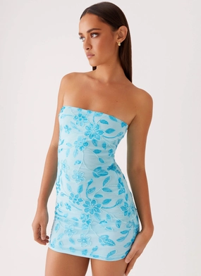 Moorey Beaded Mini Dress - Blue Relaxed Design