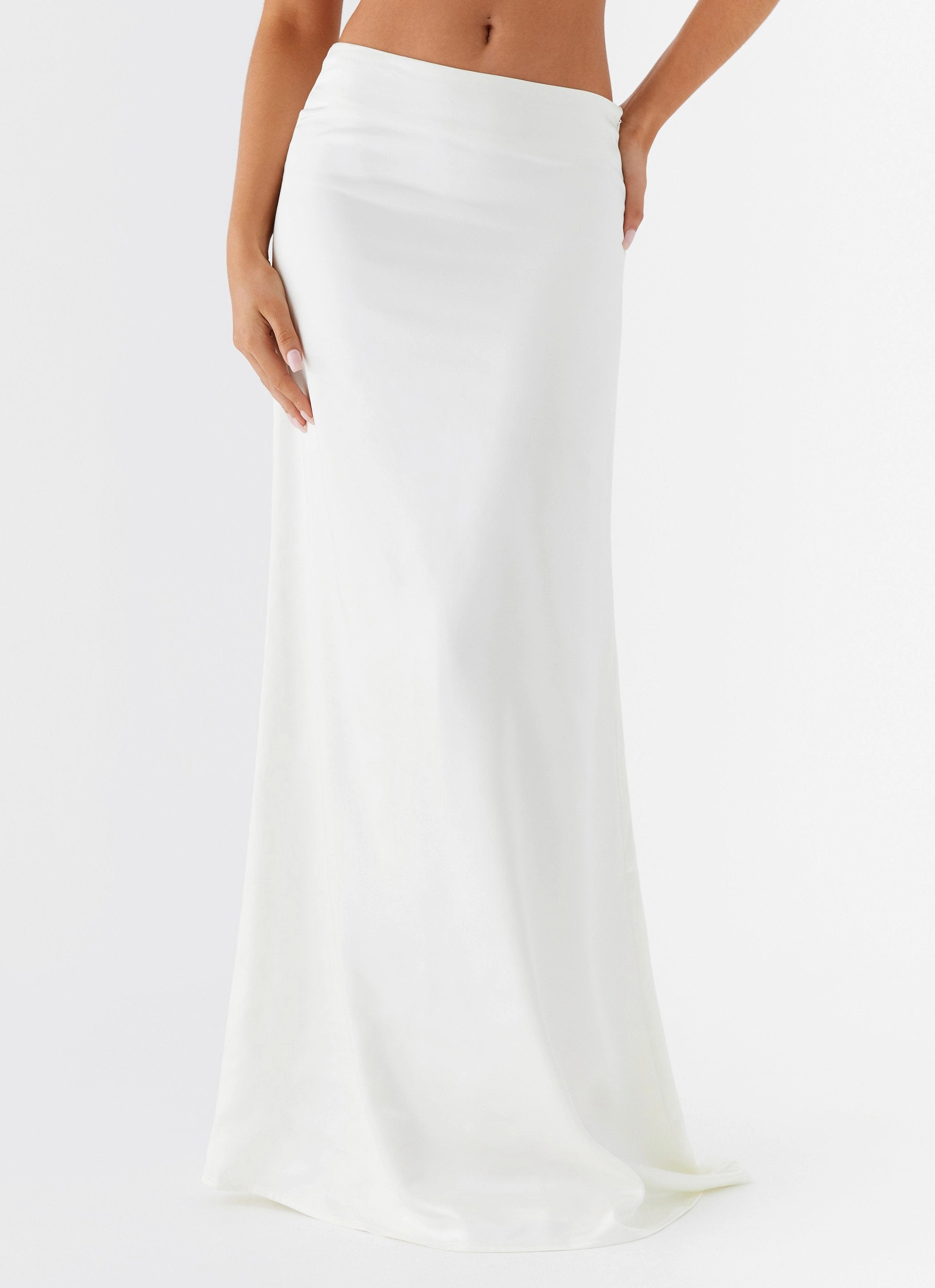 Morgan Low Rise Maxi Skirt - Ivory Soft Material Flexible Waistband