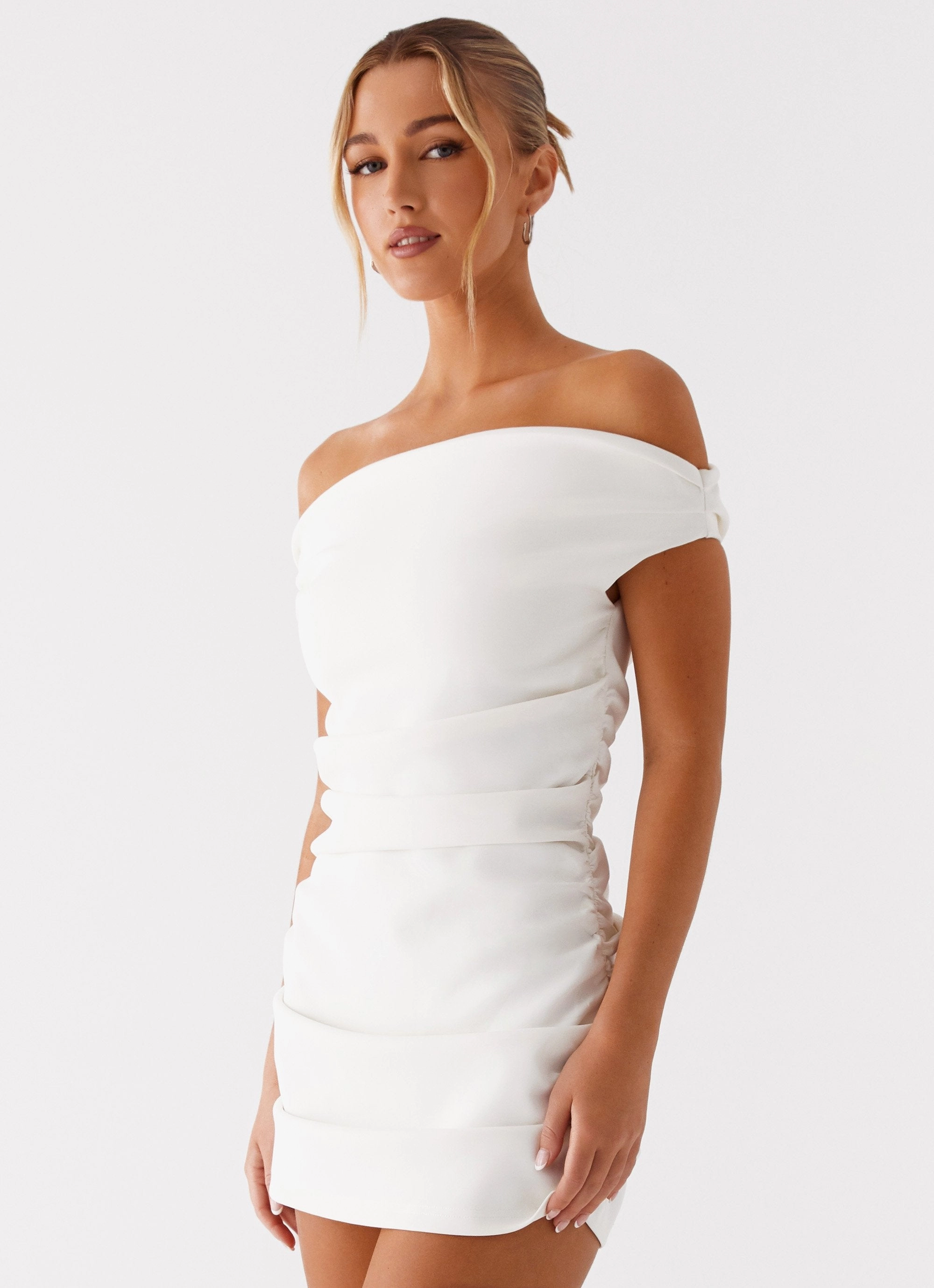 Morgan Off Shoulder Mini Dress - Ivory Mid Season Elegant Mood