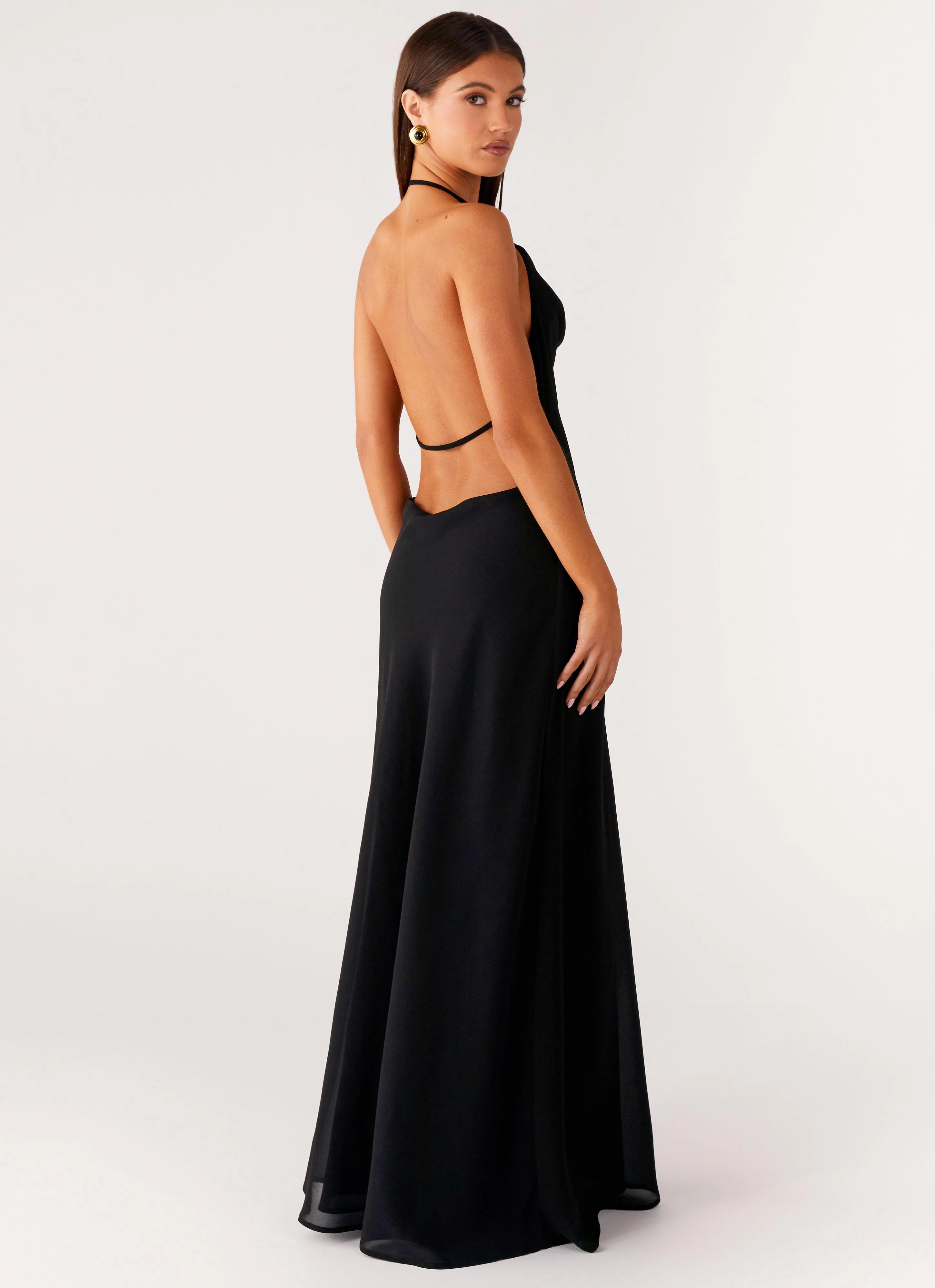 Family Vibe Effortless Piece Morning Crush Cowl Maxi Dress - Black