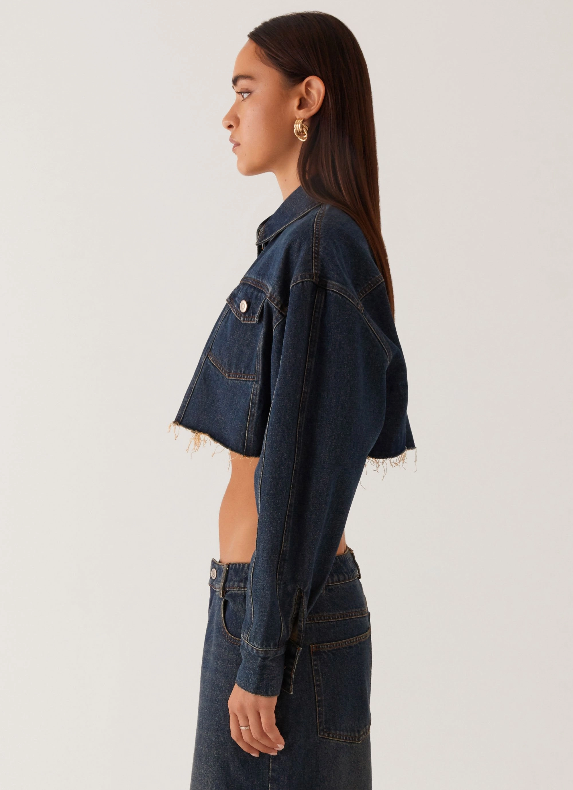 Colorado Cropped Jacket - Blue Sun Protection Fabric
