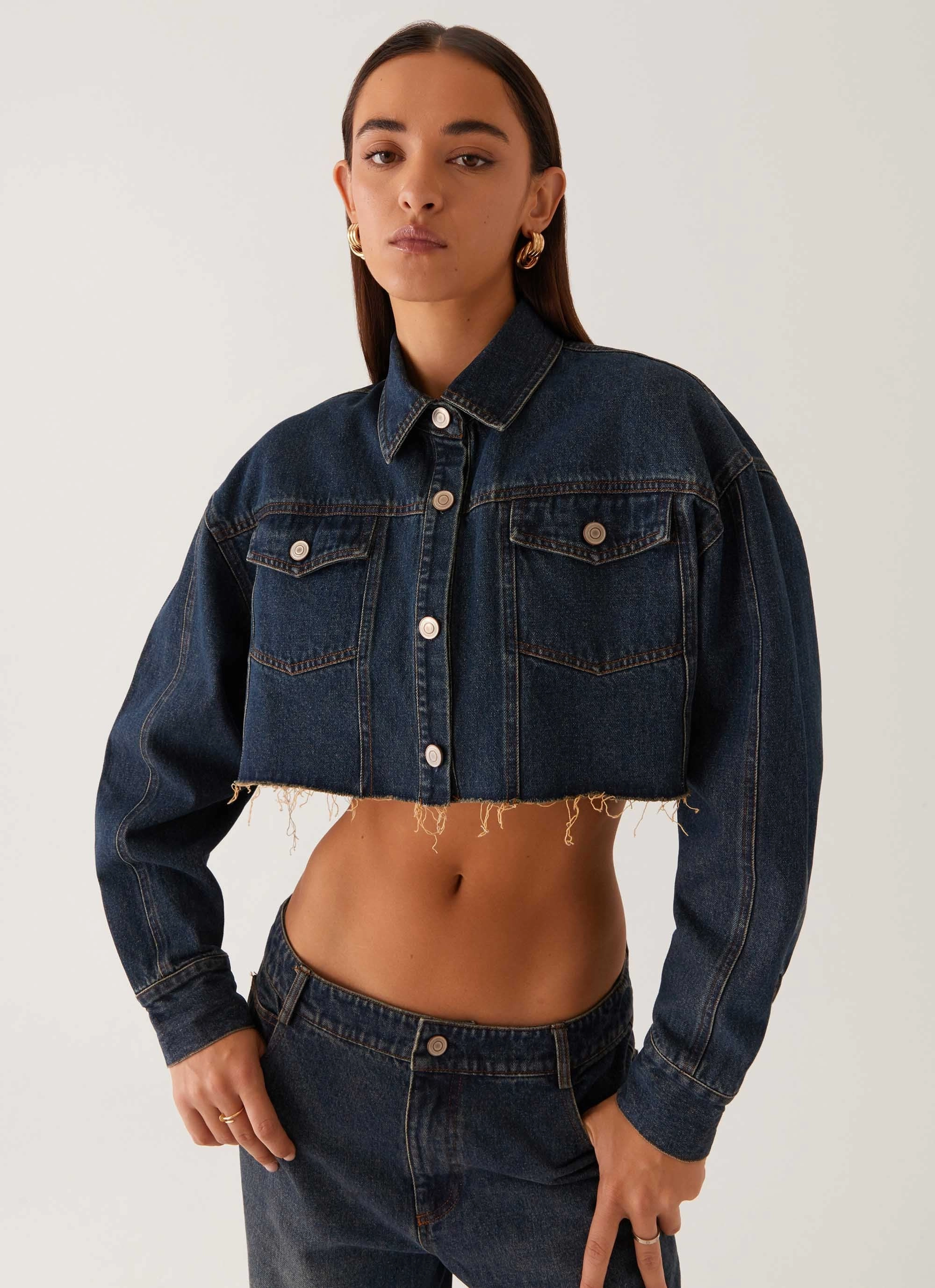 Convertible Sleeves Athletic Tailored Fit Colorado Cropped Jacket - Blue