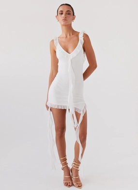 Heaven Knows Frill Mini Dress - White Functional-Design