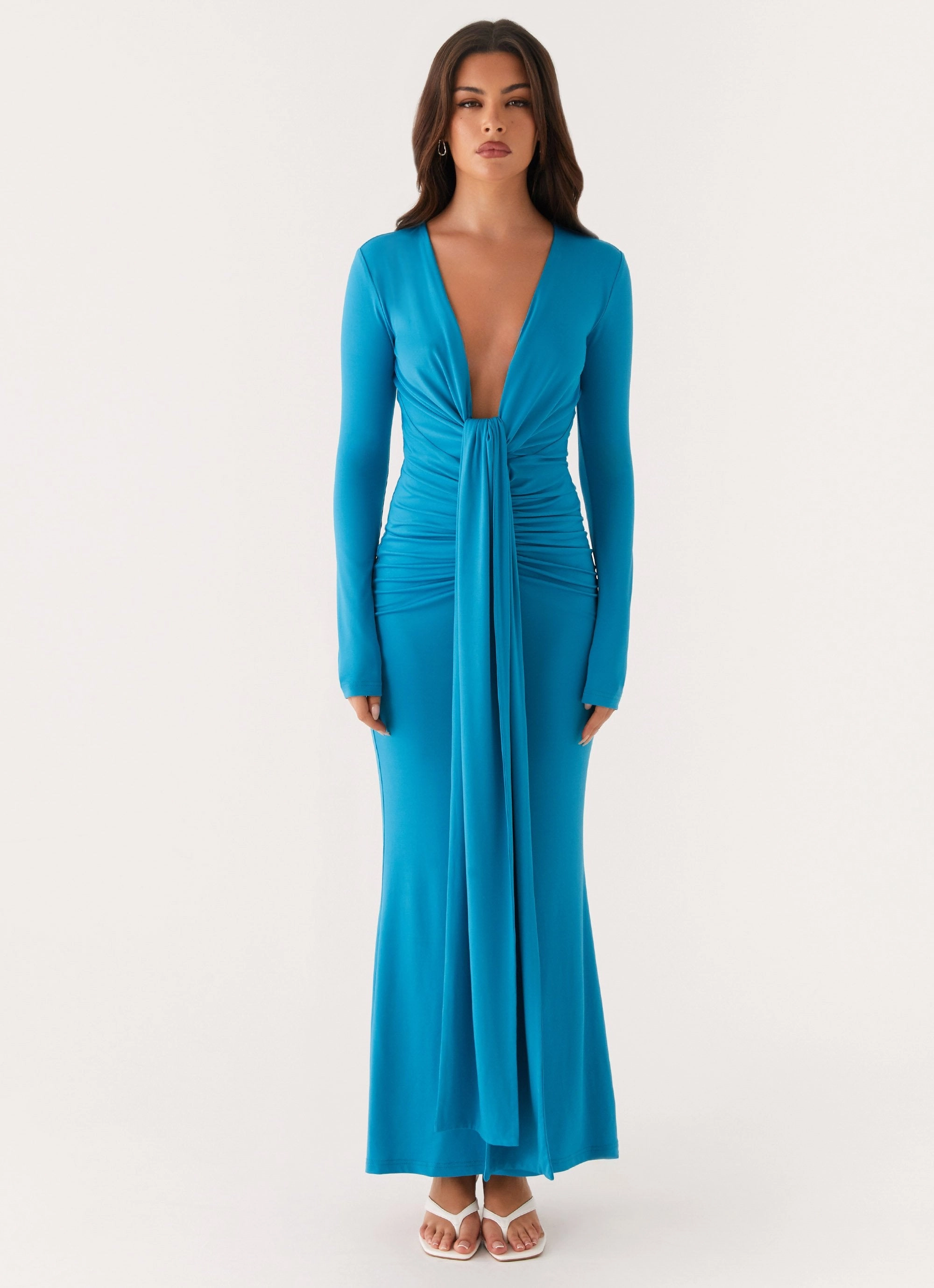Perfect Fit Look Miesha Long Sleeve Maxi Dress - Blue