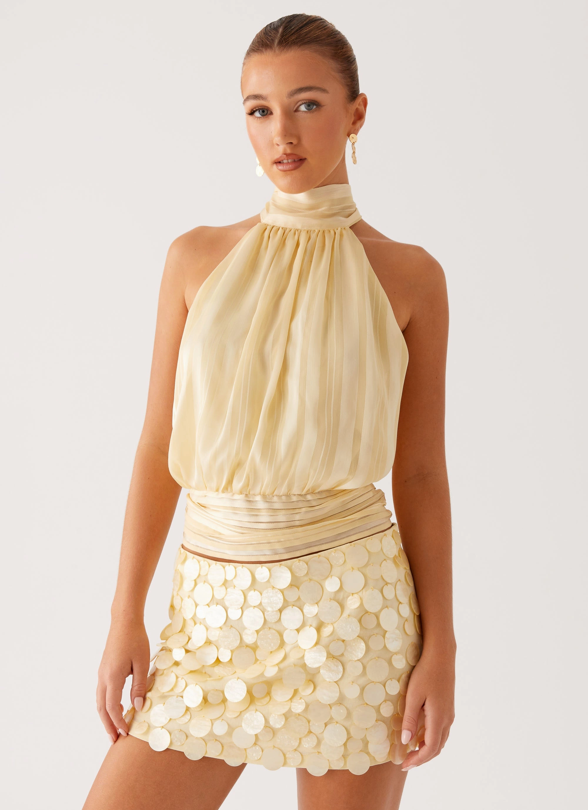 BreathableMeshLining Movie Star Mini Skirt - Yellow