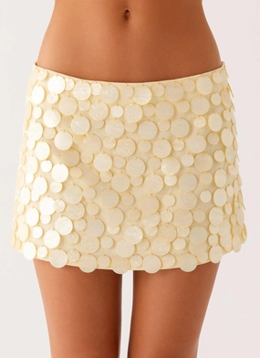 Movie Star Mini Skirt - Yellow Soft Texture Functional Design