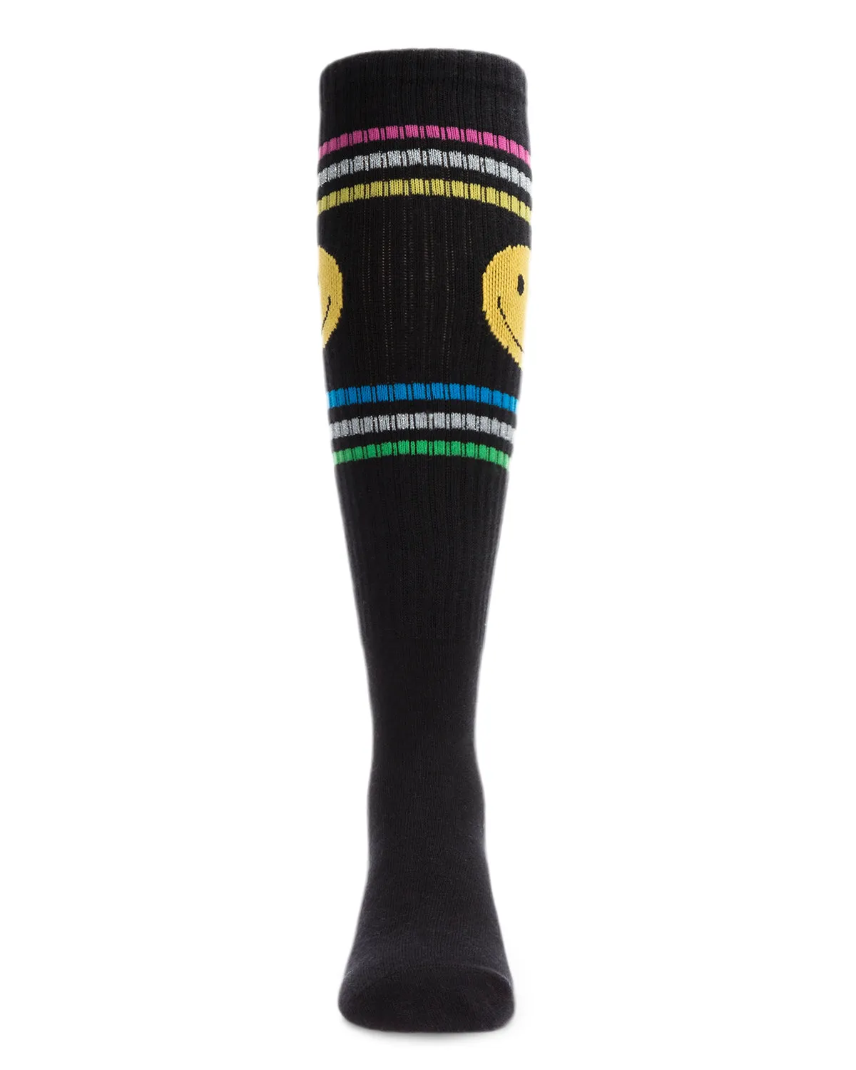 Multi Stripe Smiley Cotton Blend Knee High Sock