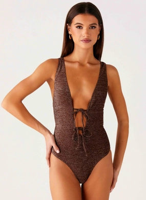 Anti-microbial Drifter One Piece Swimsuit - Chocolate