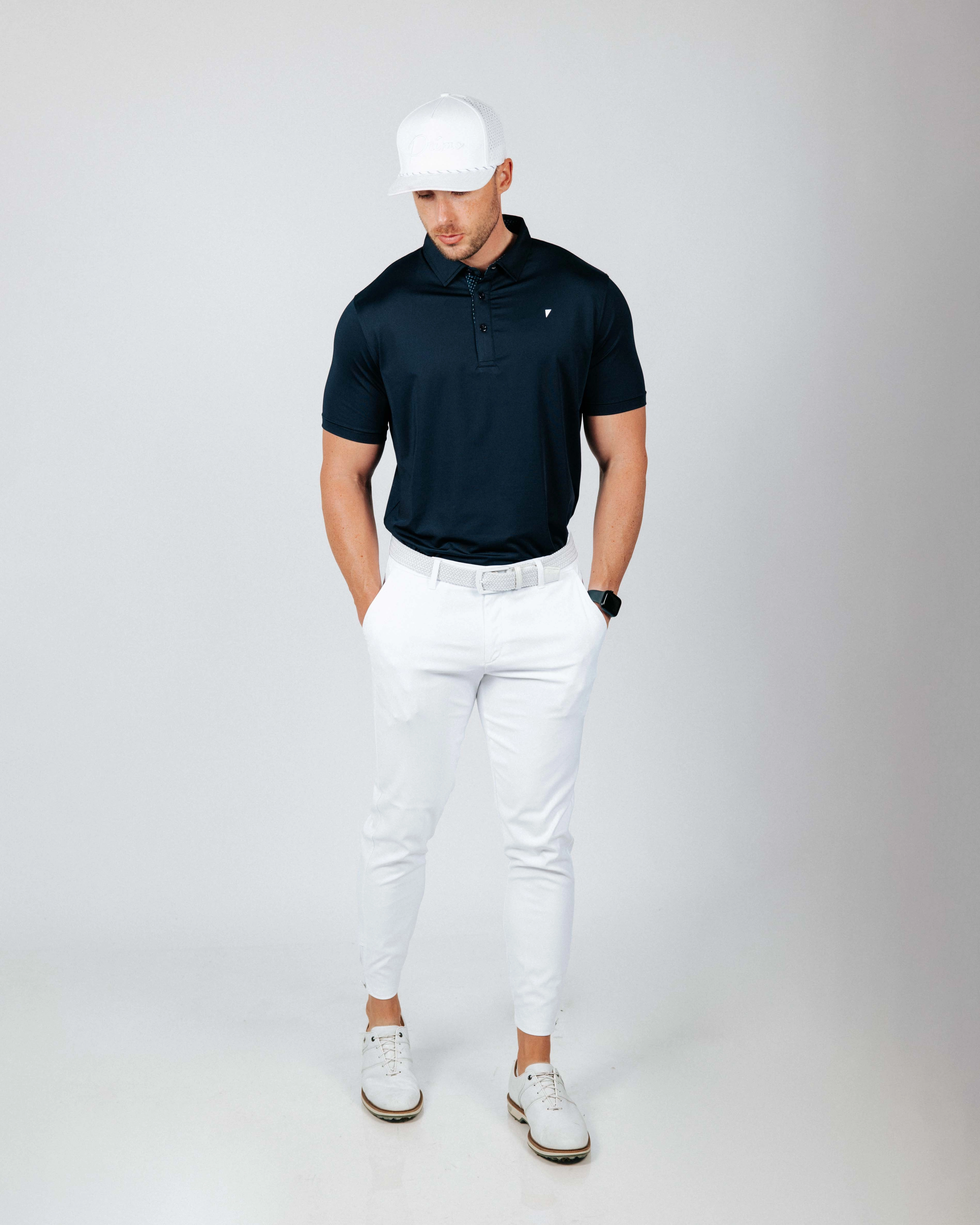 Curved Hem Navy Classic Polo