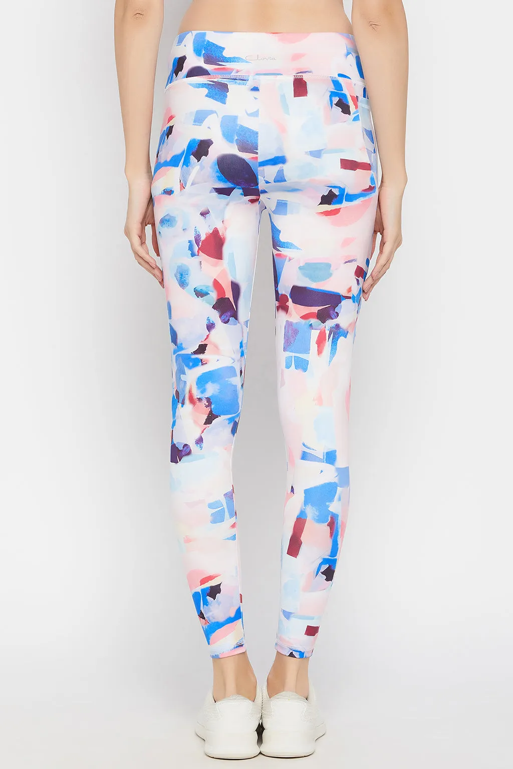 Multicolour Abstract Print Active Tights with Side Pocket