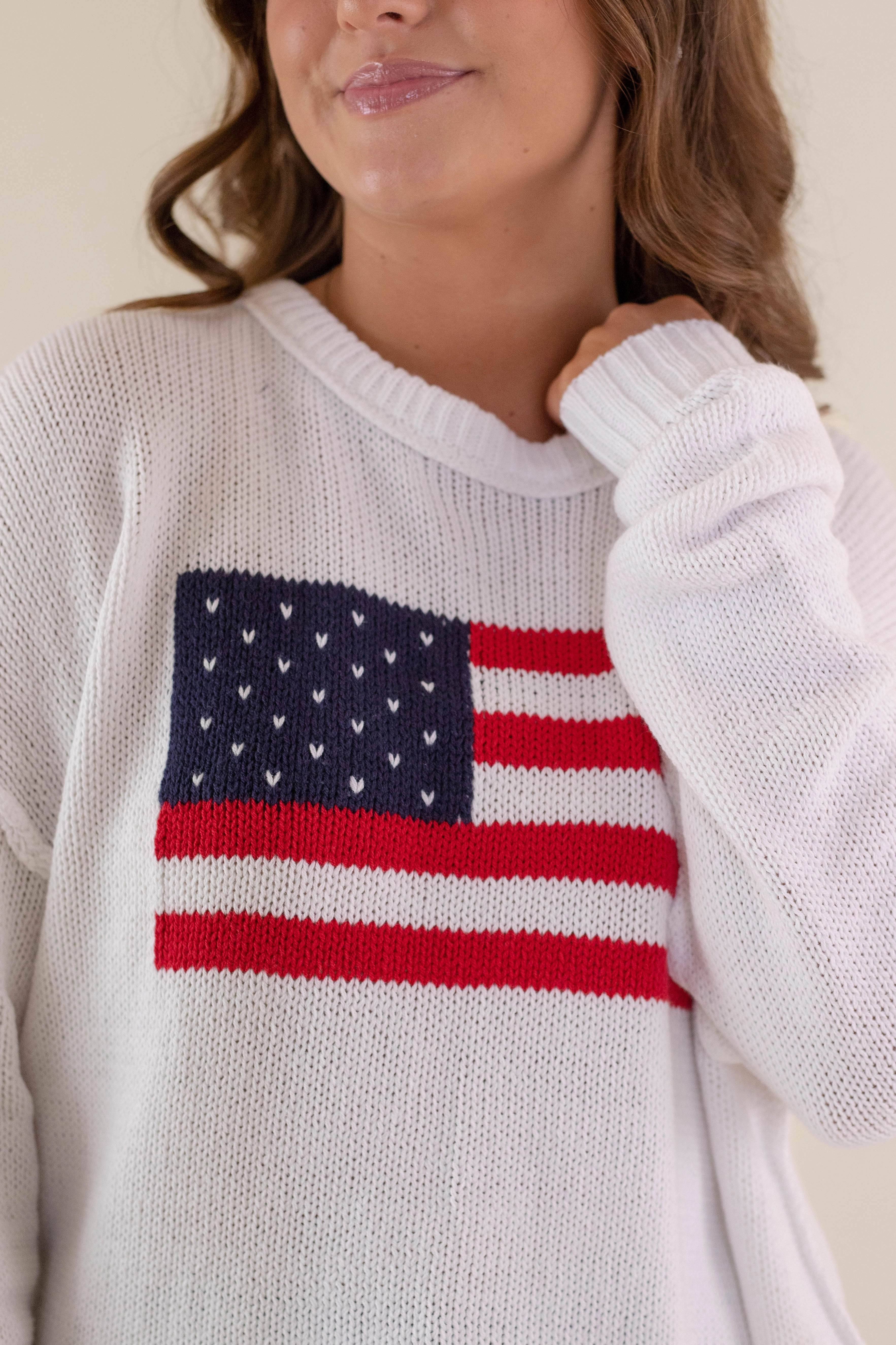 OdorResistant Fabric FlexibleRibbedTrims RESTOCK: All American Sweater-White