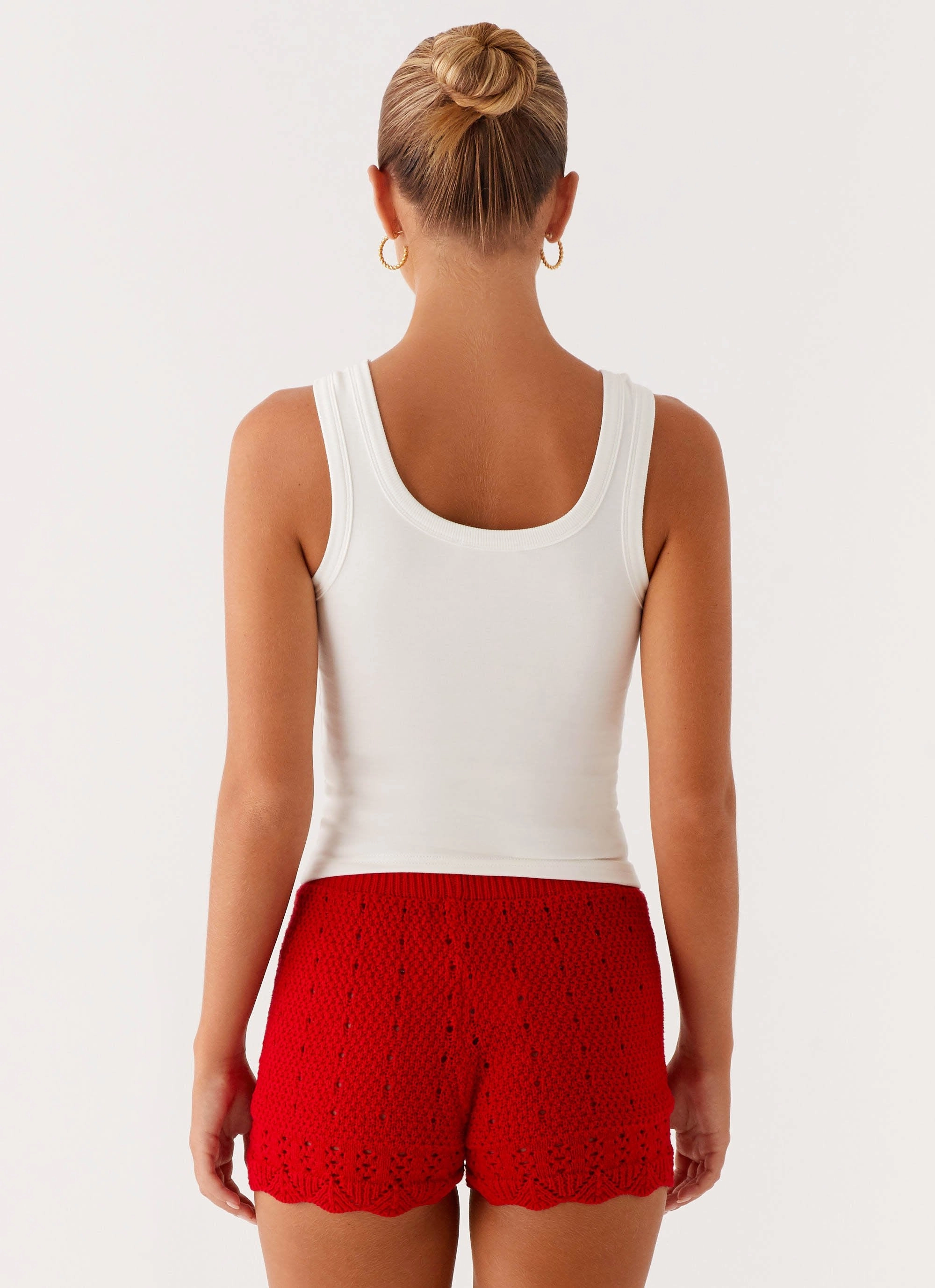 Textured Weave Pattern Hidden Ventilation Zones Avalita Tank Top - Ivory