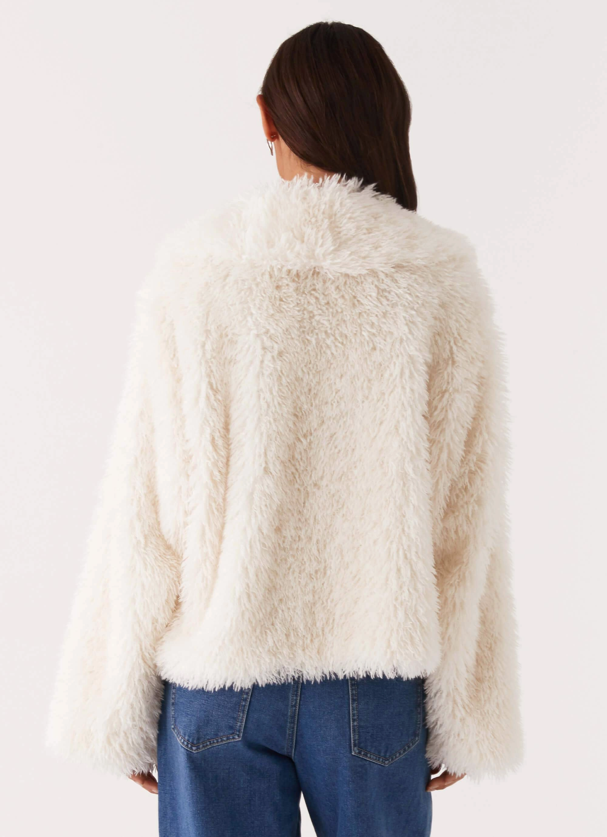 Dry Fast Denver Oversized Fur Jacket - Ivory