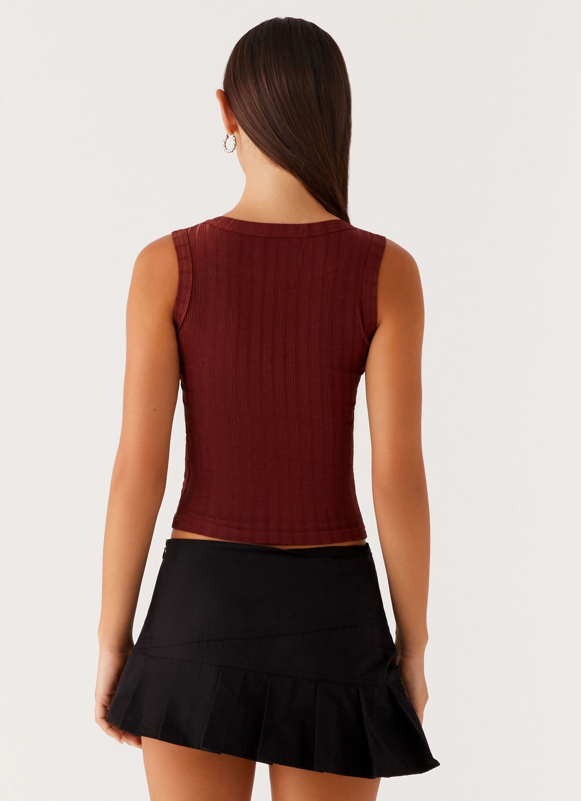 MultiPanel Design Malene Ribbed Top - Brown