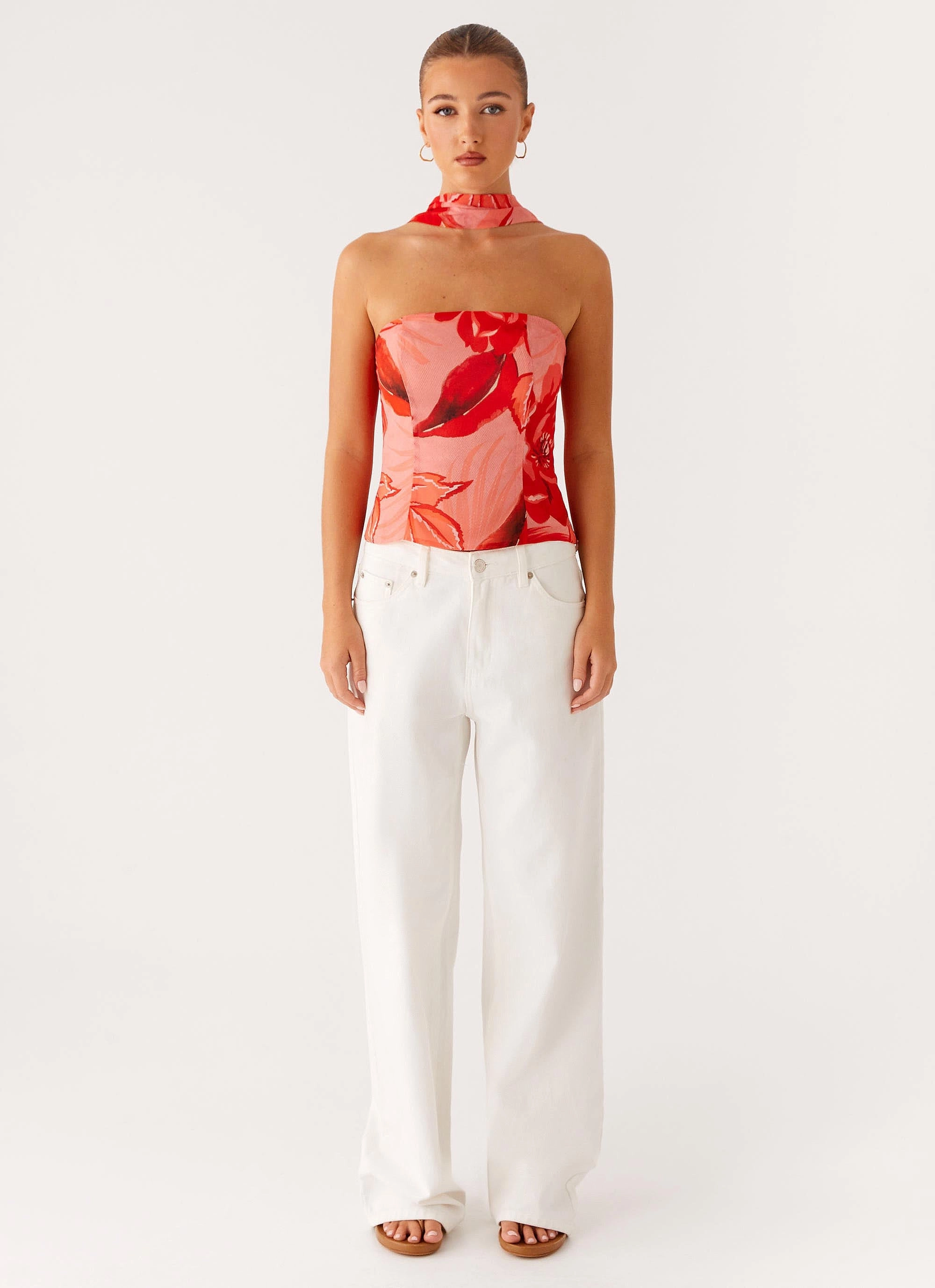 Anais Scarf Top - Sicily Sunset Print UPFProtection