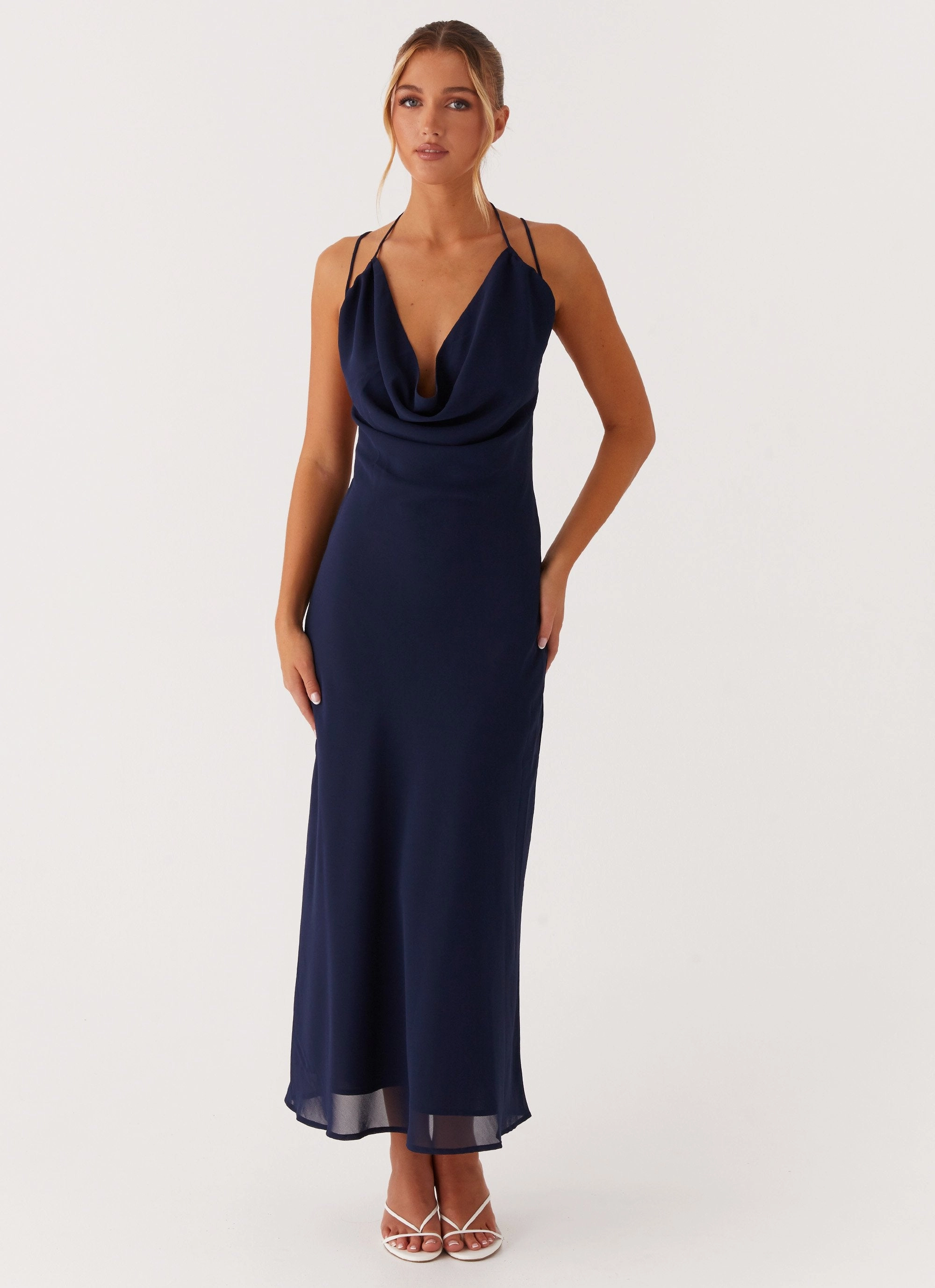 Clover Club Maxi Dress - Navy Flattering Waist Design