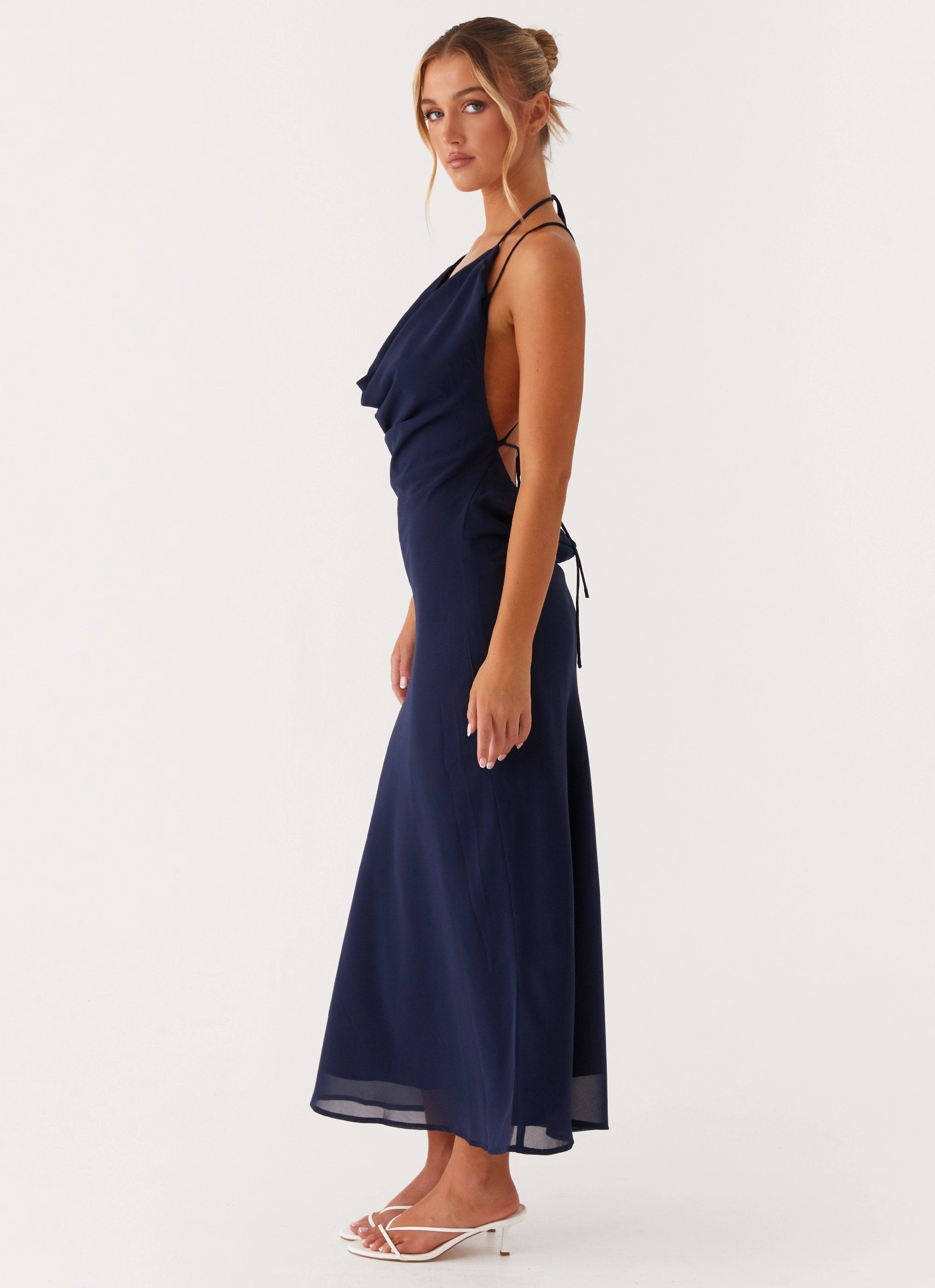 Clover Club Maxi Dress - Navy Romantic Vibes Artistic Vibe
