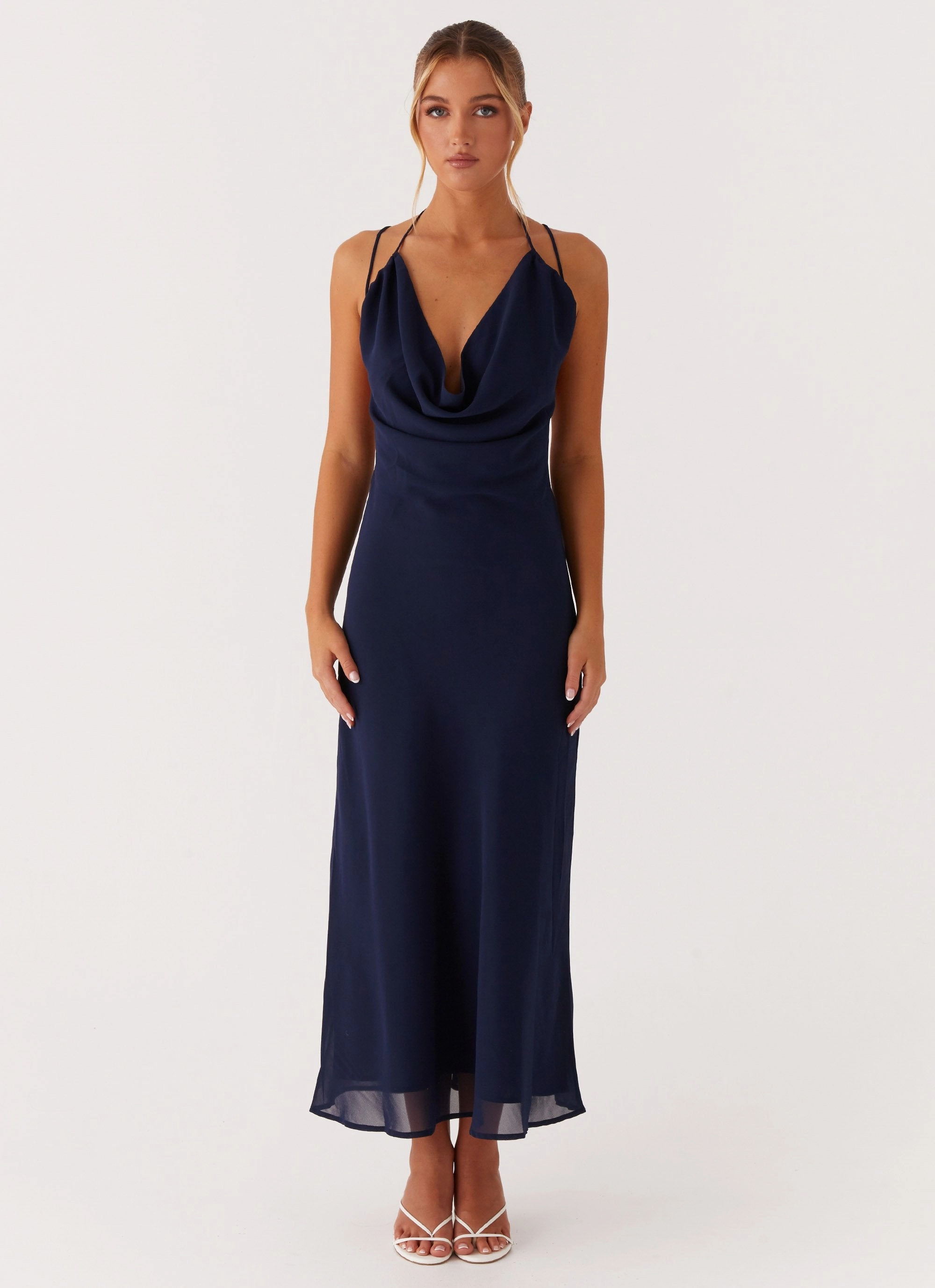 Clover Club Maxi Dress - Navy Shiny Zip
