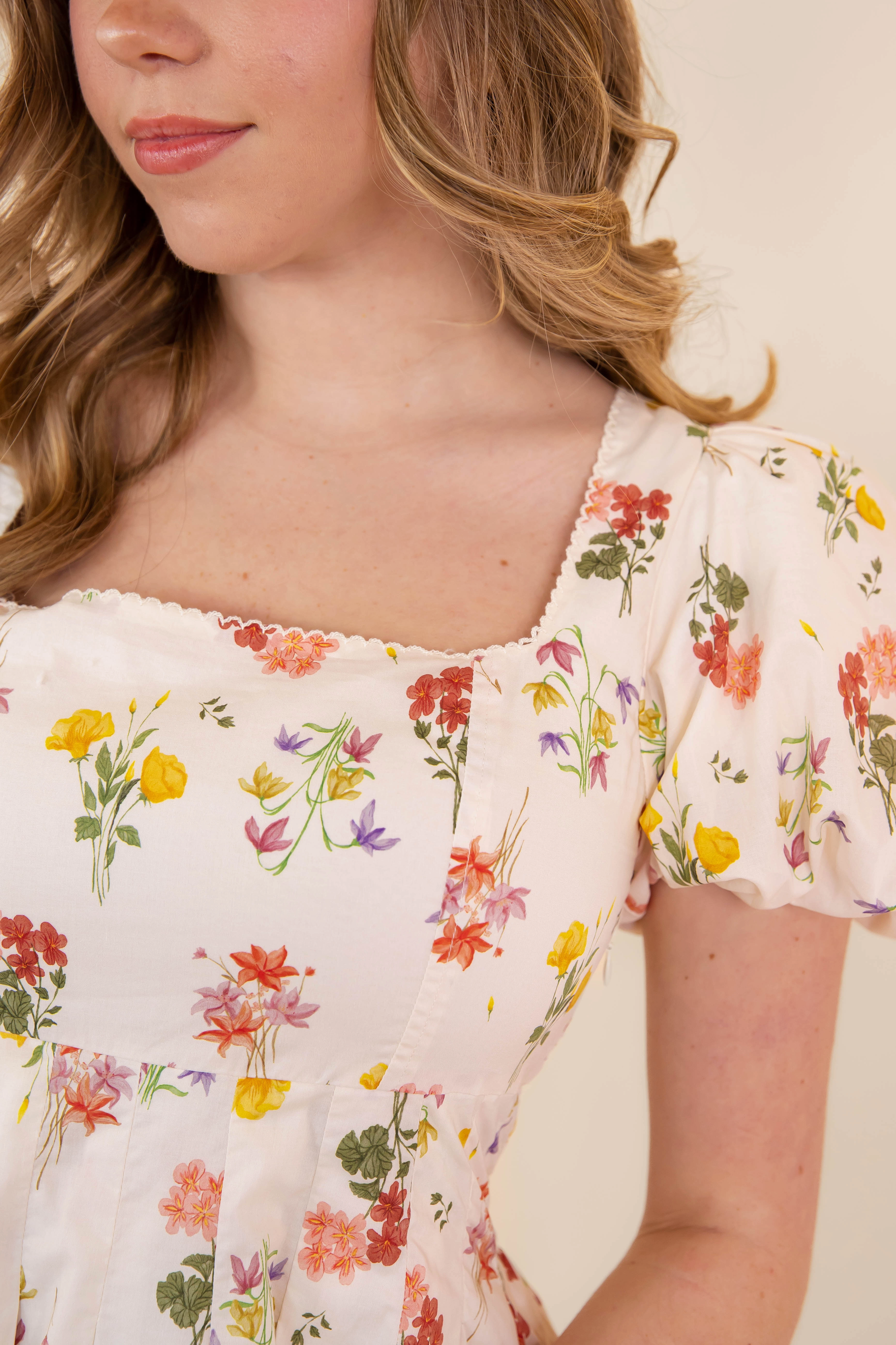 Modern Movement wrap waist My Summer Garden Mini Dress