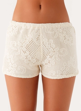 StainResistantCoating Trendy Design Nada Mini Shorts - Ivory