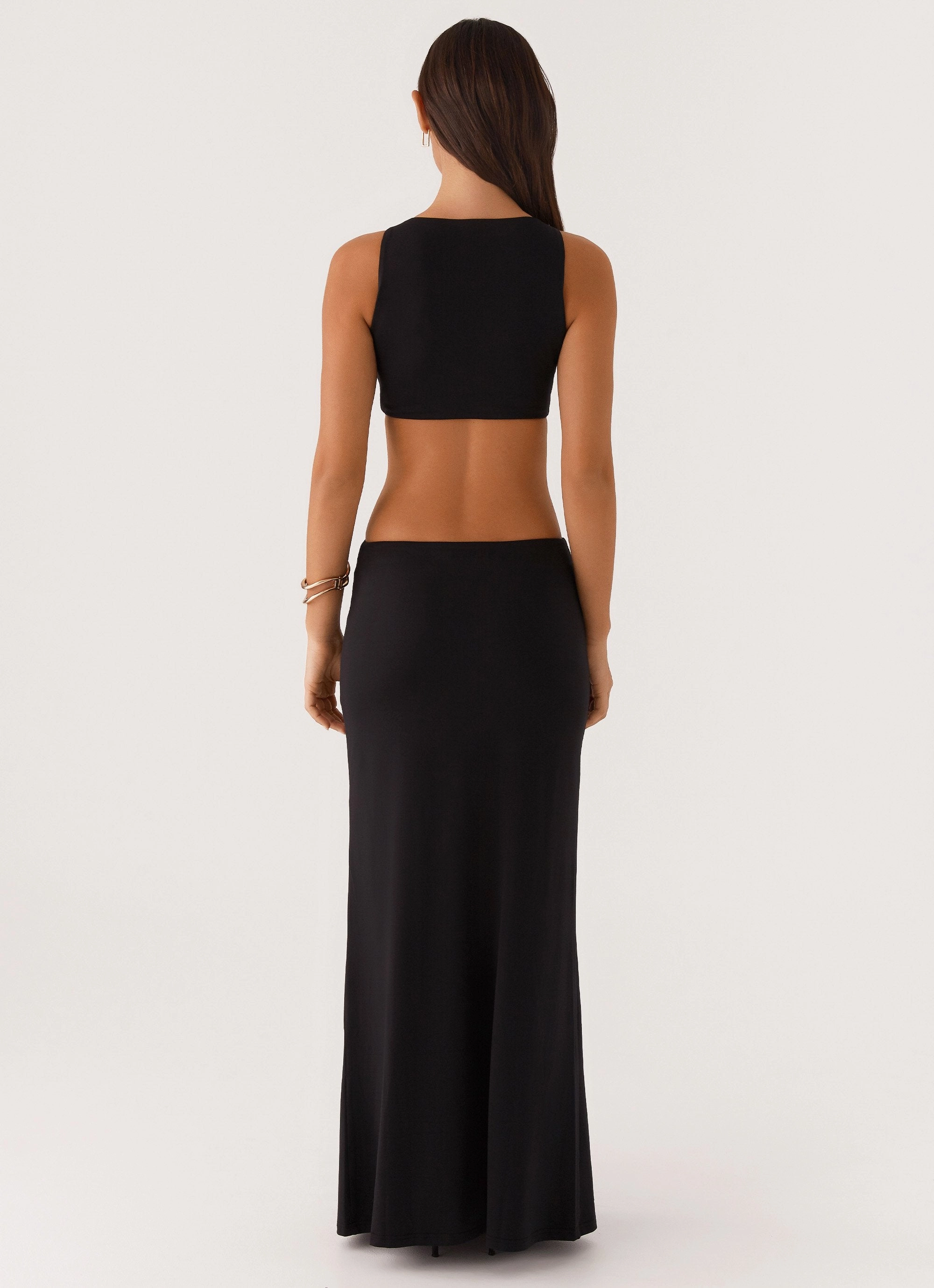 Nadiya Maxi Dress - Black Clean Mood Sheer-Overlay