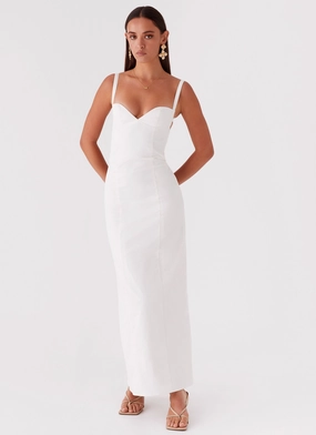Naomi Backless Maxi Dress - Off White Mature Glam Power Soft