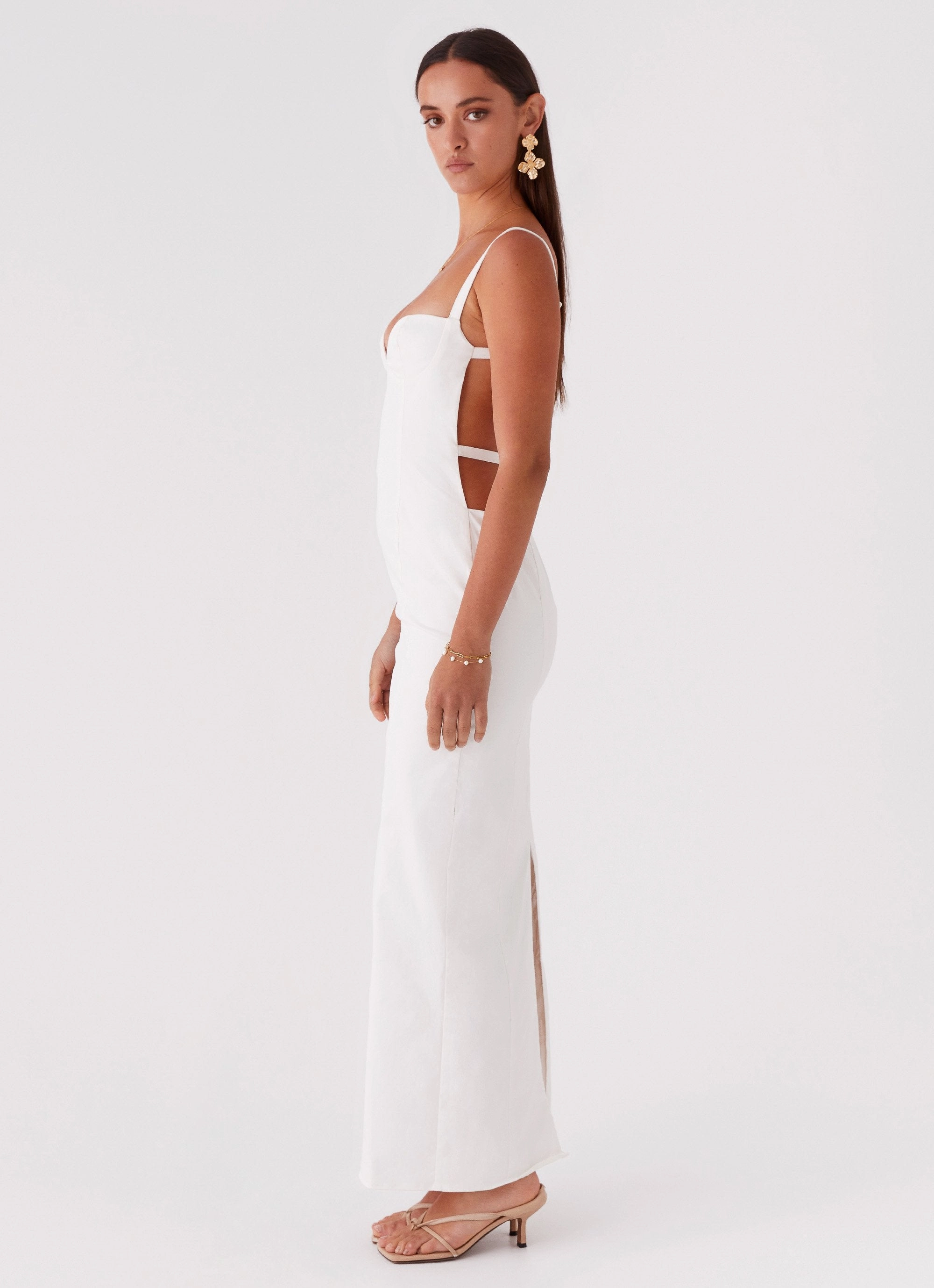 Naomi Backless Maxi Dress - Off White A-Line