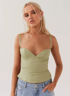 Non Restrictive Fit Naomi Backless Top - Sage