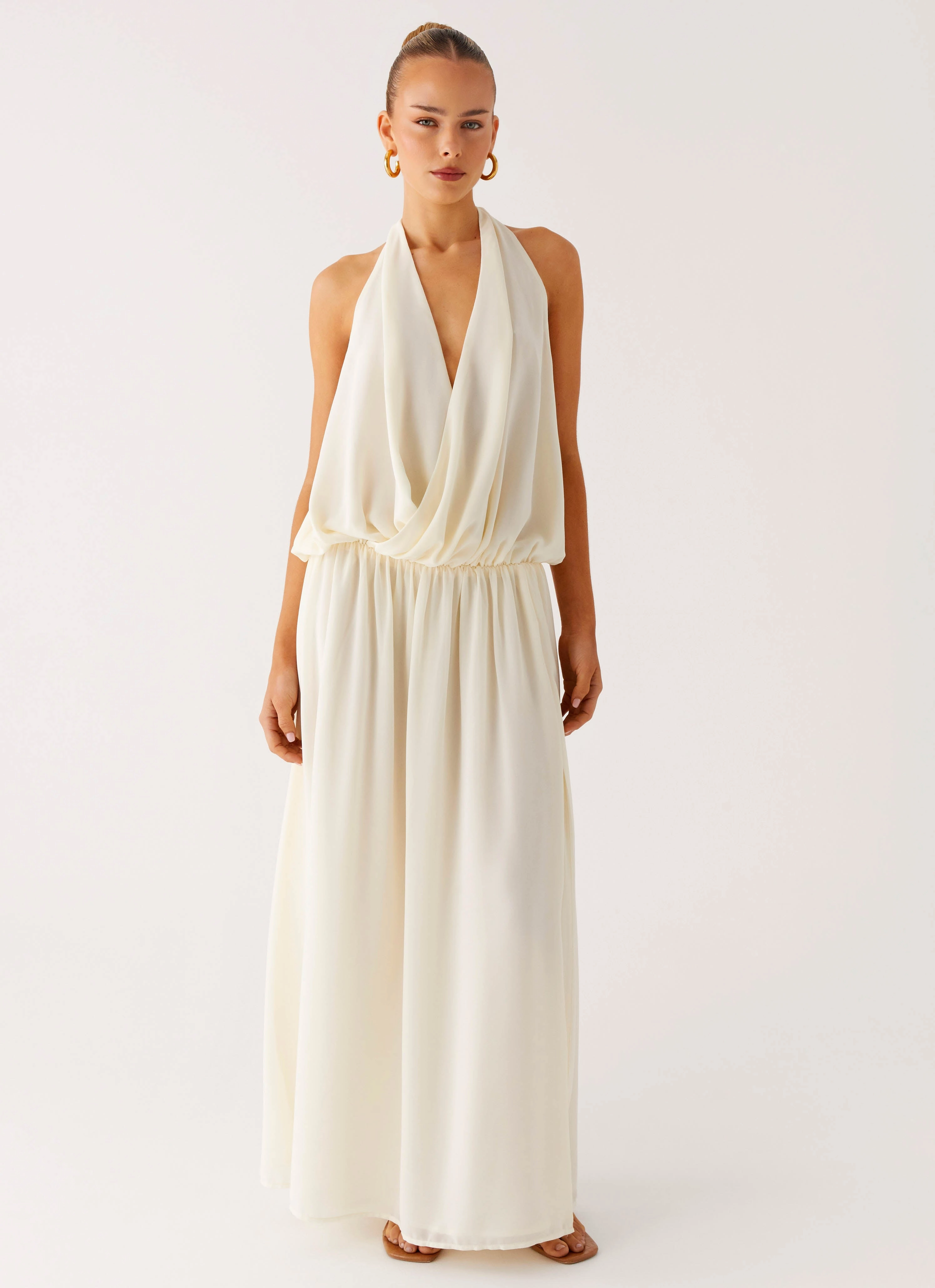 Narlah Halter Maxi Dress - Ivory Stylish Comfort